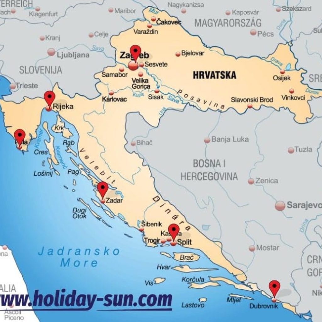 Flughäfen in Kroatien Karte mit den 6 wichtigsten Flughäfen für einen entspannten Urlaub.